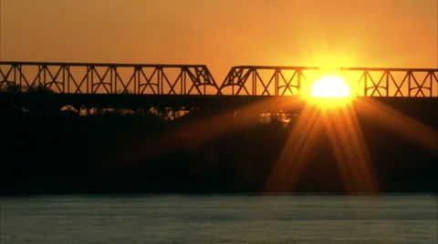 I-55 Bridge at sunset Video stock 992036