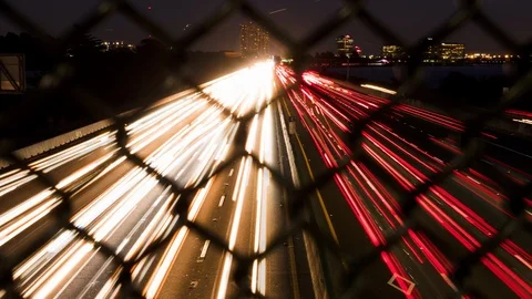 I-80 Berkeley Bridge Motion Timelapse, Long Exposure, Night Video stock 126009823