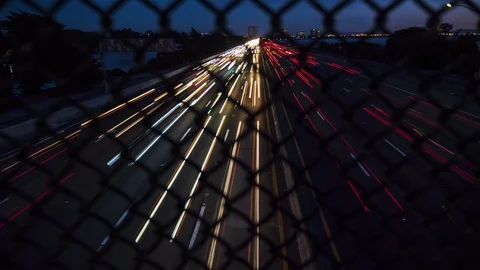 I-80 Berkeley Bridge Motion Timelapse, Long Exposure, Day to Night Video stock 126010299