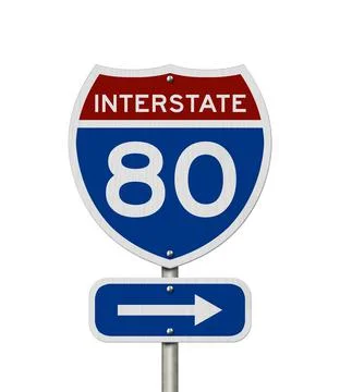 I-80 interstate USA highway road sign Stock Illustration