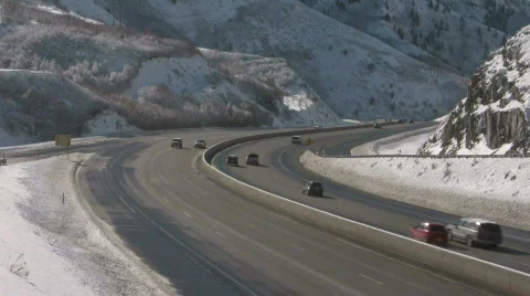 I-80 winter canyon CR Stock Footage 332853