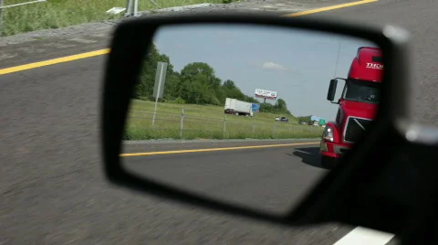 I-81 Virgina rear view 18 wheeler Red Stock Footage