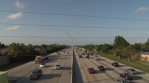 I-95 Facing North Evening Rush Hour Traffic Moving in Both Directions Stock Footage 76727694
