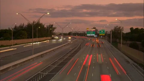 I-95 Overpass at 48th Street Dusk to Twilight Time Lapse Stock Footage 215401679
