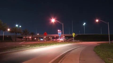 I-95 On-Ramp at Sample Road Night Stock Footage 200881781