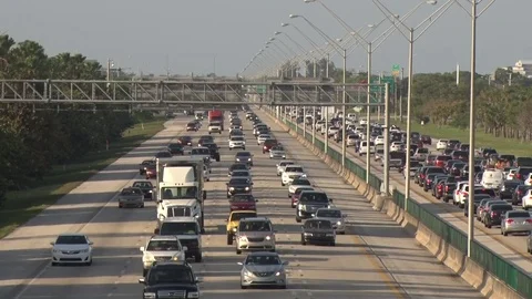 I-95 Southbound Evening Rush Hour Traffic Stock Footage 76727949