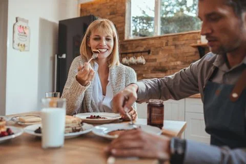 I adore weekends because we spending whole day together Stock Photos
