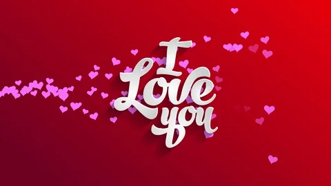 I affection you written with white 3d font using handwriting offset over a red Stock-Footage 129715613