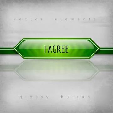 I Agree Button - Modern plastic buttons with sharp corners. Stock Illustration