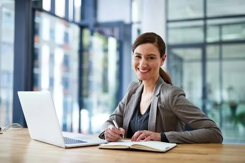 I always meet my commitments. Portrait of a young businesswoman working on a Foto stock