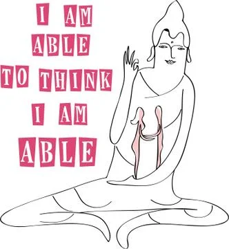 I am able to think I am able. Positive message with buddha doodle Stock Illustration