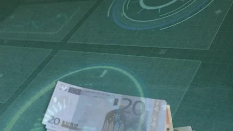 I am adding and fanning 20-euro notes after edge appears, forming stacked pile Stock Footage 329454437