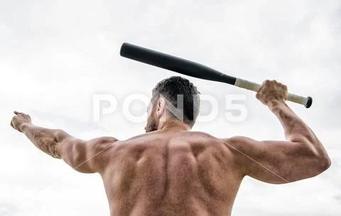 I am a criminal. Hooligan man hits the bat. Bandit gang and conflict. aggression Stock Photos