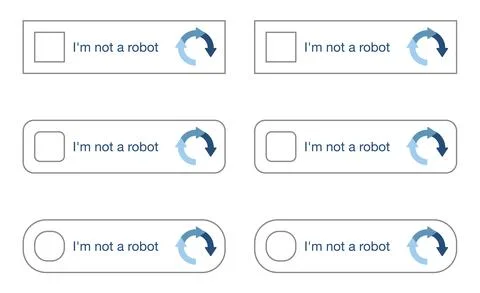I am not a robot and robot arm, flat 스톡 일러스트