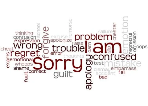 I am Sorry, word cloud concept Stock Illustration