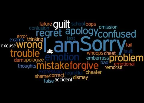 I am Sorry, word cloud concept Stock Illustration