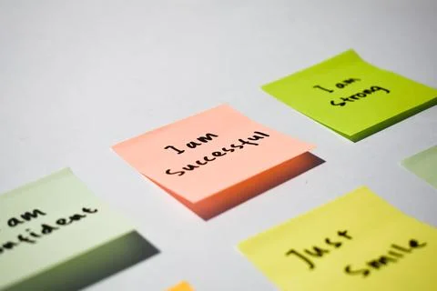 I am successful on sticky notes. Motivational words for personal development, Stock Photos