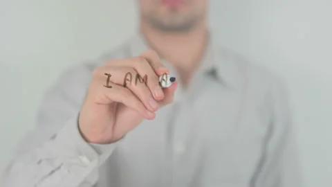 I am a Web Developer, Writing on Transparent Glass Stock Footage 156951481