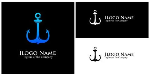 I anchor logotype. initial I custom text in achor logo vector illustration Illustrazione stock