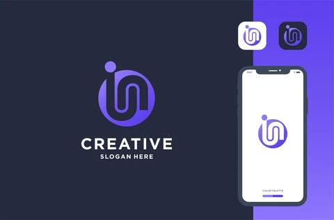 I and n logo design business brand inspiration Stock Illustration