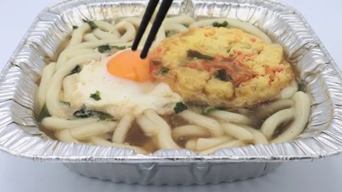 I ate tempura udon. Video stock 336621055