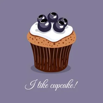 I Like Blueberry Cupcake Stock Illustration