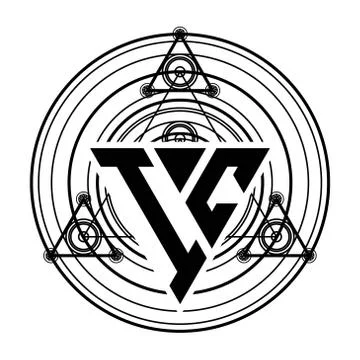 I C Monogram letter logo with triangle shape design template with sacred geom Stock Illustration