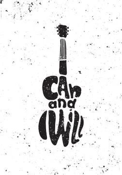 I can and I will. Motivational grunge poster Illustrazione stock