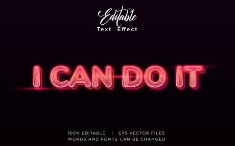 I Can Do It 3D Editable Text Effect Vector Design 库存插图