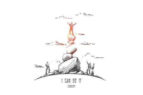 I can do it concept. Hand drawn isolated vector. Ilustración de archivo