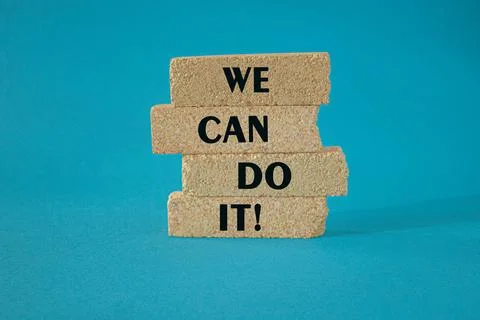 I can do it symbol. Concept words I can do it on brick blocks. Stock Photos