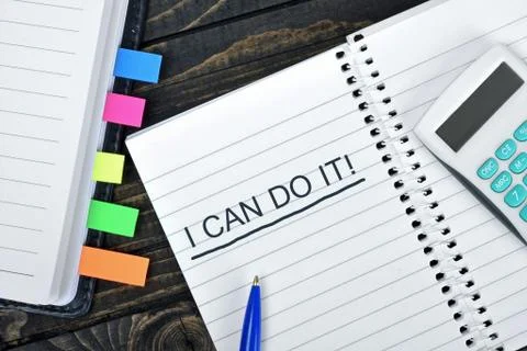 I can do it text on notepad Stock Photos