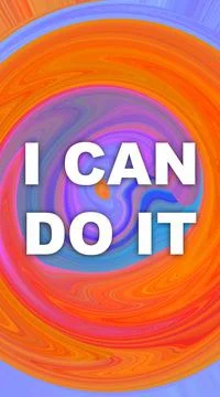 I Can Do It words with abstract vivid spheric background. Motivation concept Stockfoto's
