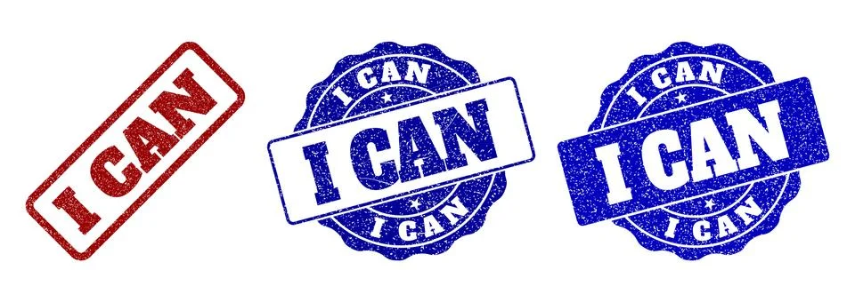 I CAN Scratched Stamp Seals Stock Illustration