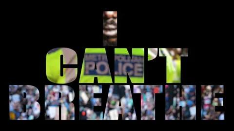 I Can't Breathe Text. Protesters Police Crowd Rally marching. Racism, Equality. Stock Footage 131990695