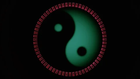 I Ching Chinese Book of Changes hexagrams with Yin Yang symbol. Seamless loop Stock Footage 98601116