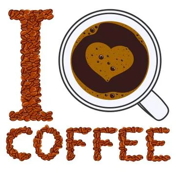 I like coffee. Vector illustration. Isolated objects on a white. Stock Illustration