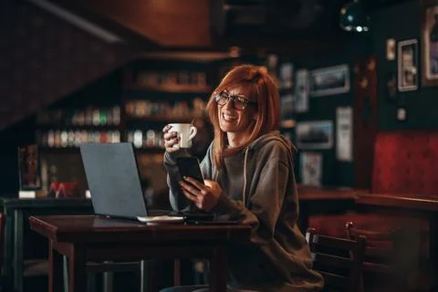 I come here to work and enjoy some me time Stock Photos