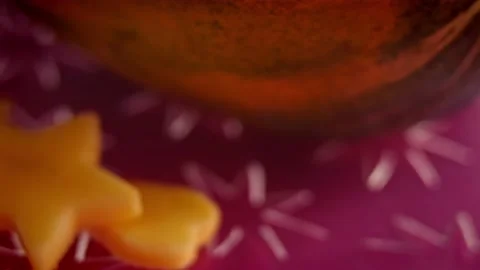 I cut the apple pieces in the shape of a heart and stars. I arrange the Stock Footage 157434707