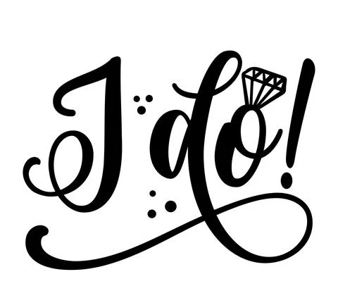 I do - Bautiful hand lettering calligraphy with diamond ring Stock Illustration