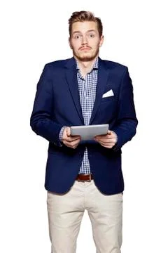 I do not know anything. Surprised young businessman. Stock Photos