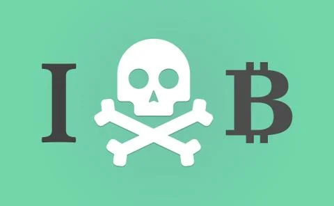 "I don't like" hieroglyph with a bit coin sign Stock Illustration