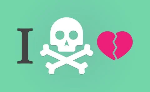 "I don't like" hieroglyph with a broken heart Stock Illustration