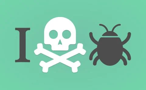 "I don't like" hieroglyph with a bug Illustrazione stock