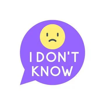 I Dont Know Badge with Sad Emoji in Purple Bubble Stock Illustration
