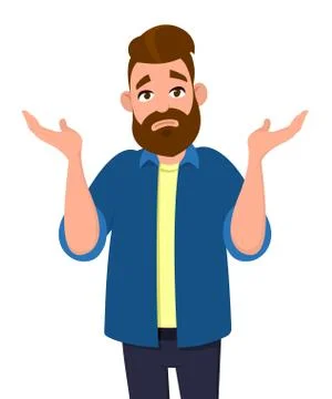 I don't know. Man showing helpless gesture with arm and hands. Stock Illustration