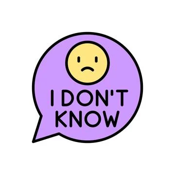 I DONT KNOW Text Bubble with Sad Emoji for Confusion or Uncertainty. Stock Illustration