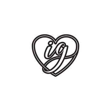 I G script letter heart logo design vector Illustrazione stock