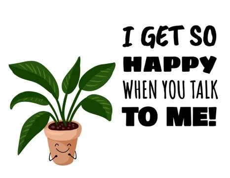 I get so happy when you talk to me cute kawaii succulent plant postcard. Mons Stock Illustration