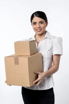 I got my parcels. Stock Photos